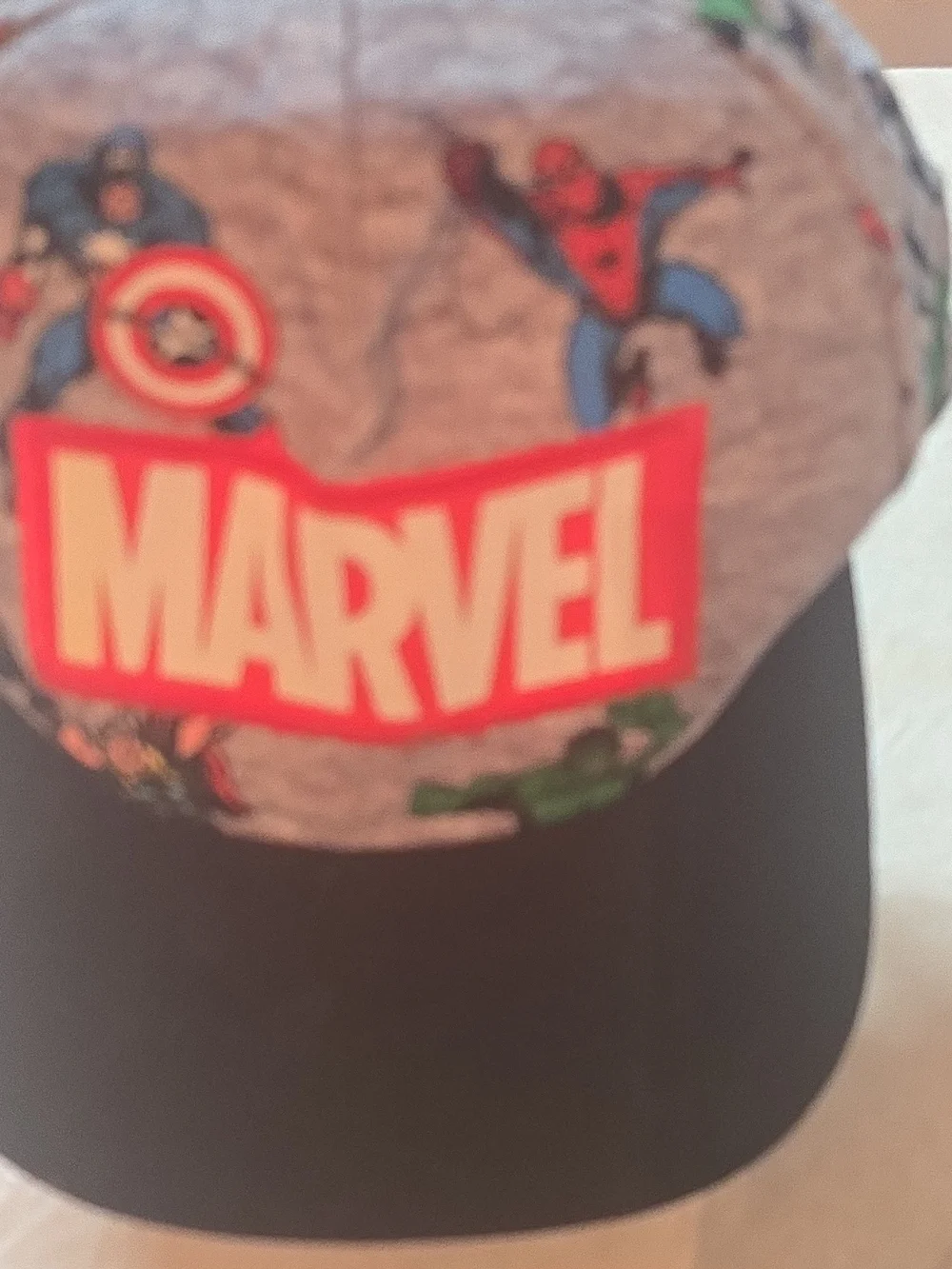Marvel Kids Gray Cap with Black Brim and Red Logo